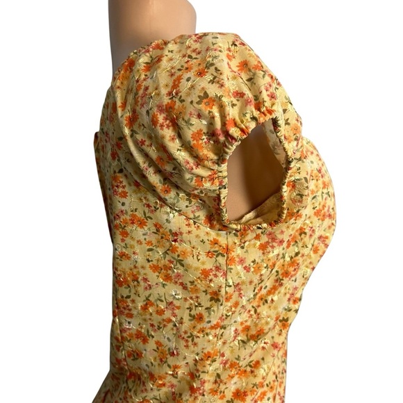 Byer Too Vintage Y2K Orange and Pink Embroidered Dainty Floral Mini Dress - Picture 6 of 13